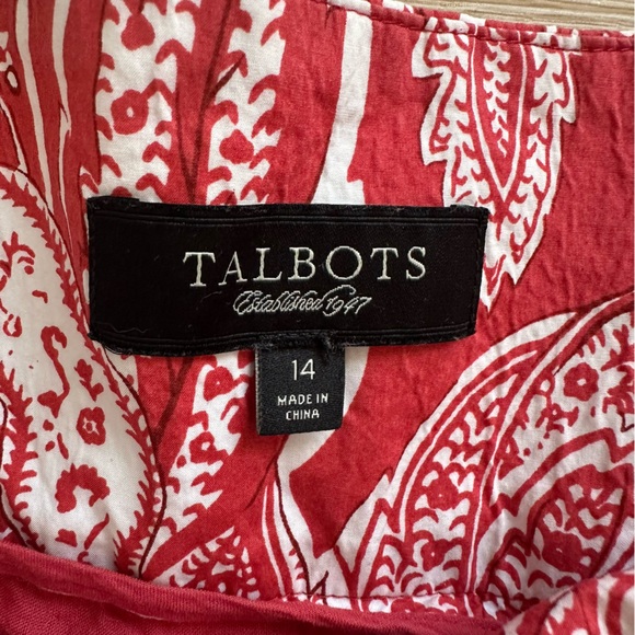 Talbots Coral and White Print Midi‎ Fare Skirt Size 14 - Picture 5 of 8
